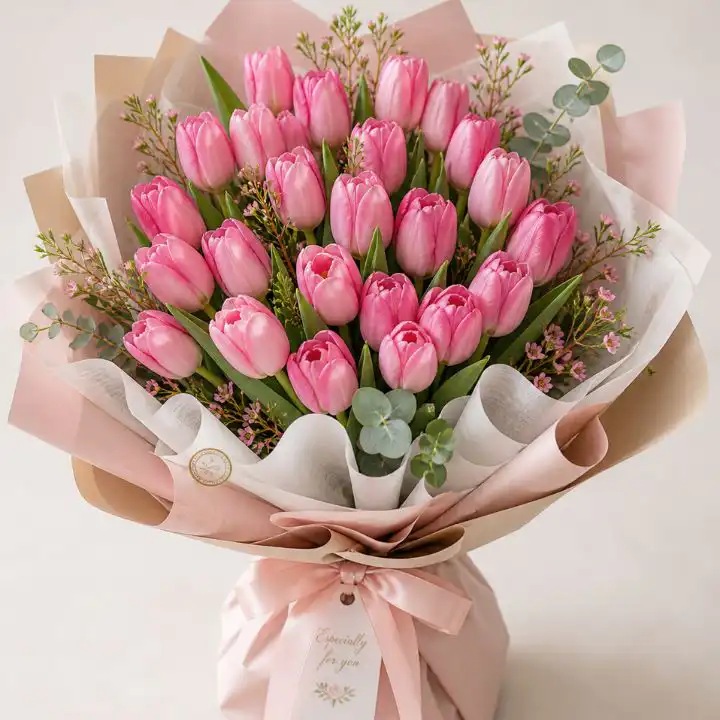 Pink Tulip Bridal Bouquet 1 pink tulip bouquet