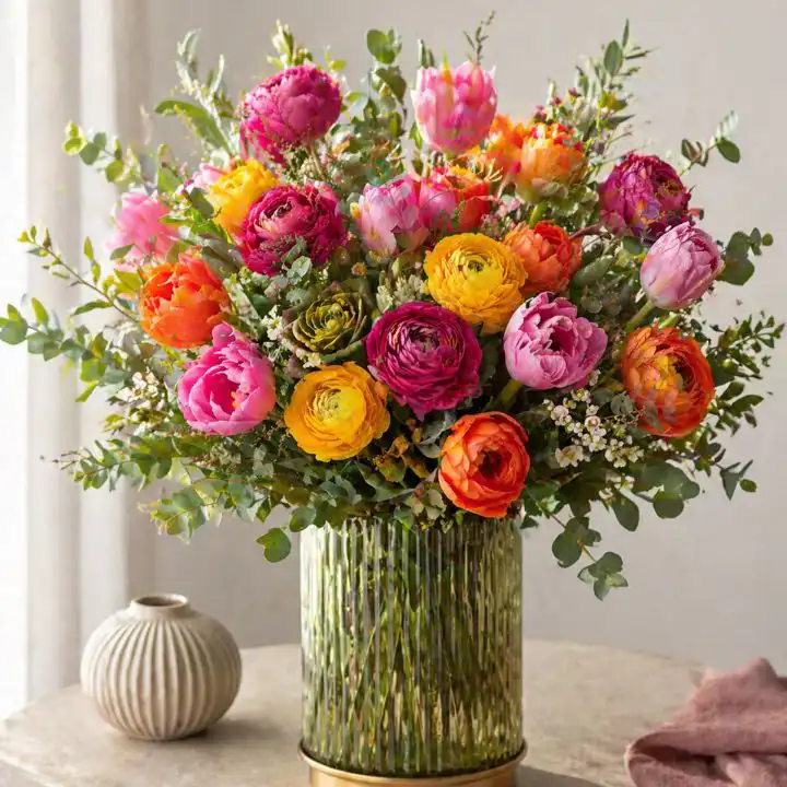Radiant Tulips & Ranunculus Bouquet 1 tulips and ranunculus