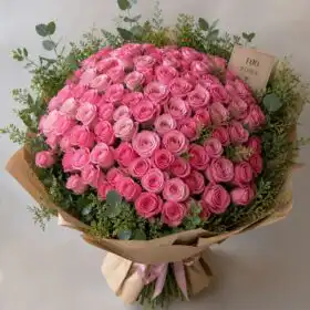 The Grand Rose Dome-Luxury 100 Pink Roses Bouquet