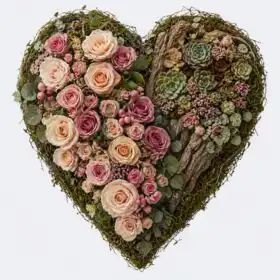 Love Heart Funeral Tribute with Pink, Peach and Cream Blend