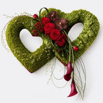 entwined heart funeral flower