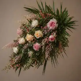 Peach & Pink Rose Elegance Funeral Sheaf