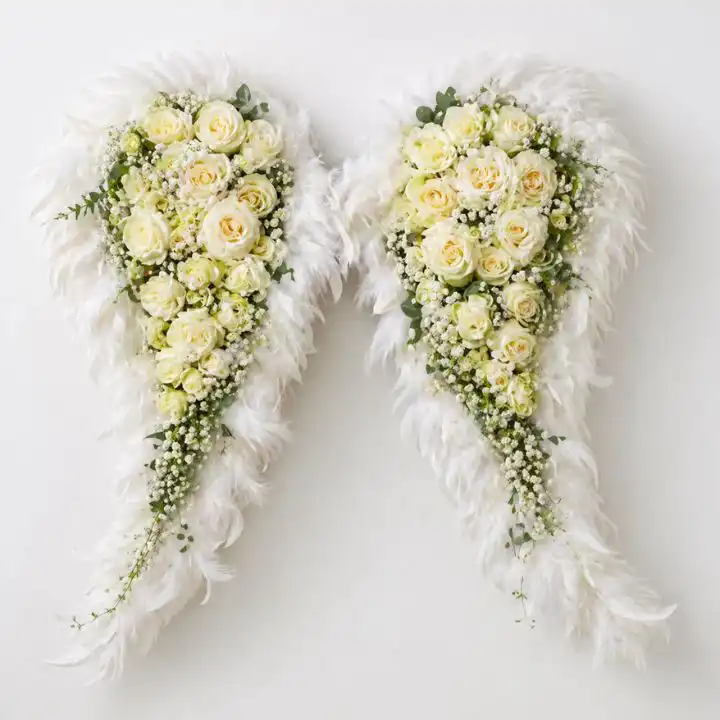 White Rose and Gypsophila Angel Wings Funeral Flowers 1 Angel Wings Funeral Flowers