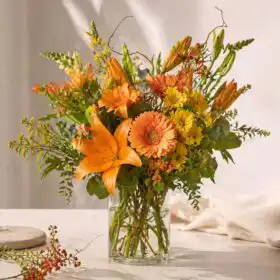 Vibrant Autumn Flower Vase Arrangement