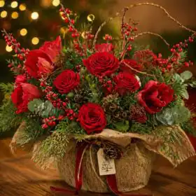 Christmas Basket Flower Arrangements