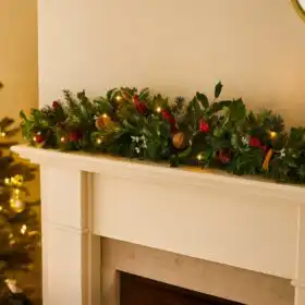 Christmas garland with lights for fireplace