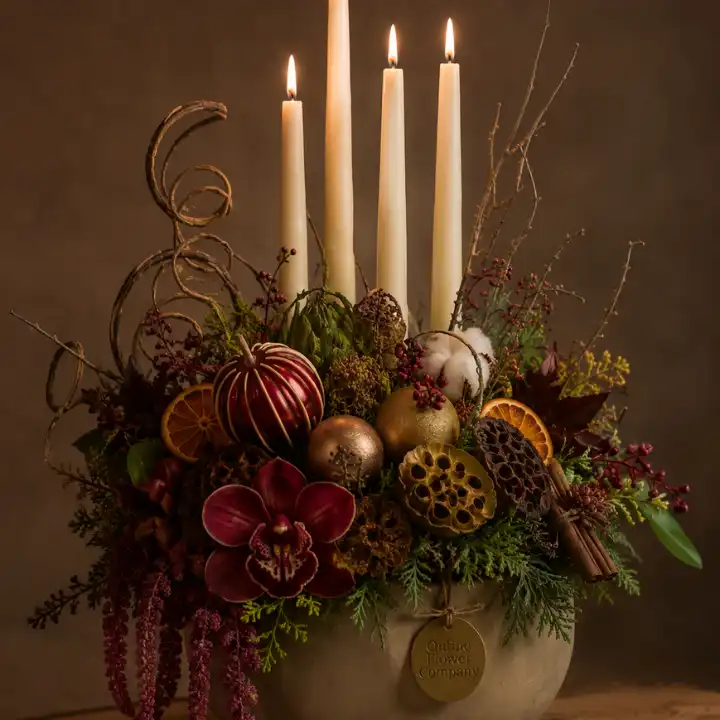 Flower arrangements with candles for christmas 1 Flower arrangements with candles for christmas