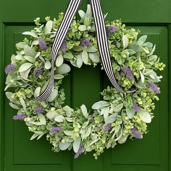 Lavender Christmas door wreath 1 nontraditional Lavender Christmas door wreath