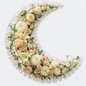 Peach and White Crescent Moon Funeral Tribute