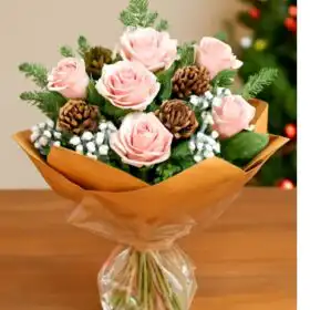 Luxury Frost Pink Christmas Bouquet