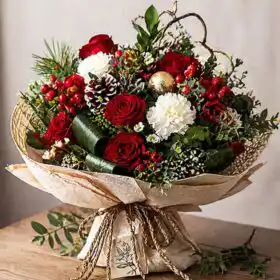 Red Christmas Flower Bouquet Delivery