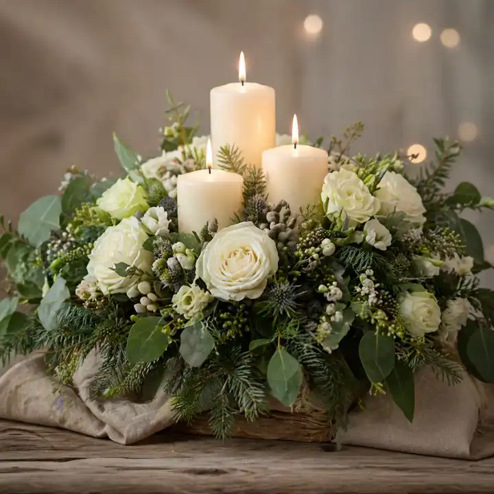 Wonderful White Candle Arrangement 1 White Candle Arrangement