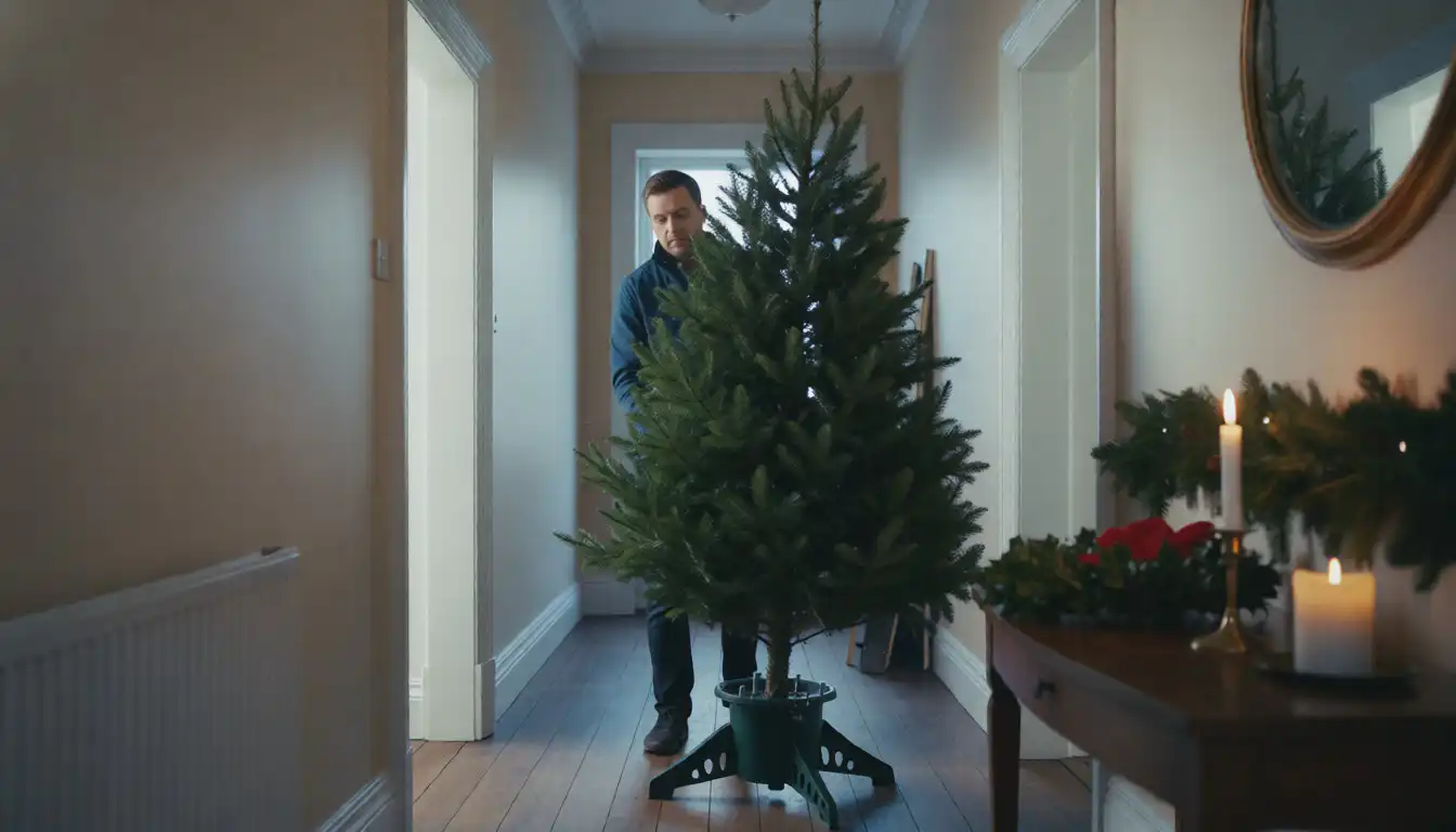A Complete Guide to Christmas Flowers in Glasgow with Next-Day Delivery 3 Small decorated mini Christmas tree with lights, ribbons and festive ornaments
