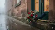 A Complete Guide to Christmas Flowers in Glasgow with Next-Day Delivery 1 A decadent holiday table arrangement with deep red roses, gold ornaments, and pine foliage, perfect as Luxury Christmas Flowers Glasgow.