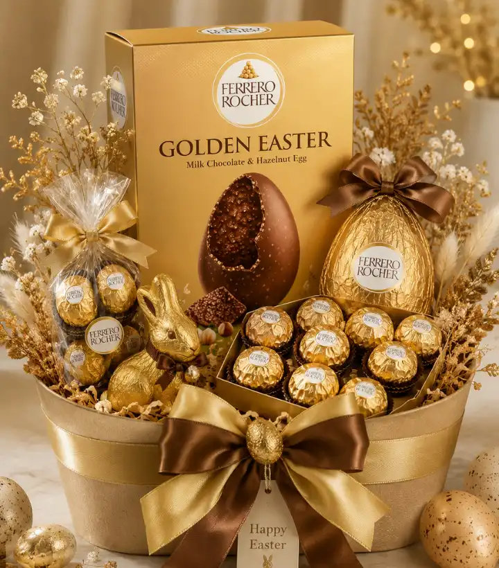 Luxurious Ferrero Rocher Golden Hazelnut & Milk Chocolate Easter Egg (250g) 1 chocolate egg for easter
