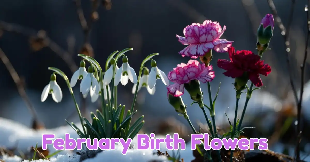 Purple violets and yellow primroses representing February birth flowers in a natural garden setting.