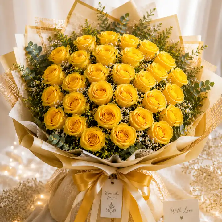Radiant Sunshine Luxury Yellow Rose Bouquet 6 36 yellow roses Bouquet
